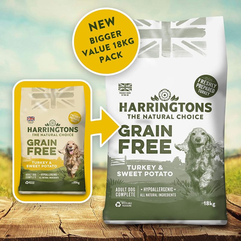 Harringtons Complete Grain Free Hypoallergenic Turkey & Sweet Potato Dry Dog Food 18kg for sale